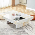 Table basse carrée noire/blanche avec fente de rangement — MDF, 4 places assises