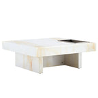 Table basse carrée noire/blanche avec fente de rangement — MDF, 4 places assises