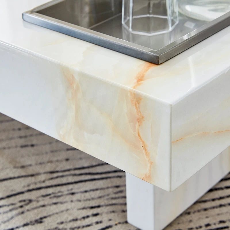 Table basse carrée noire/blanche avec fente de rangement — MDF, 4 places assises