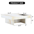 Table basse carrée noire/blanche avec fente de rangement — MDF, 4 places assises