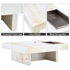 Table basse carrée noire/blanche avec fente de rangement — MDF, 4 places assises