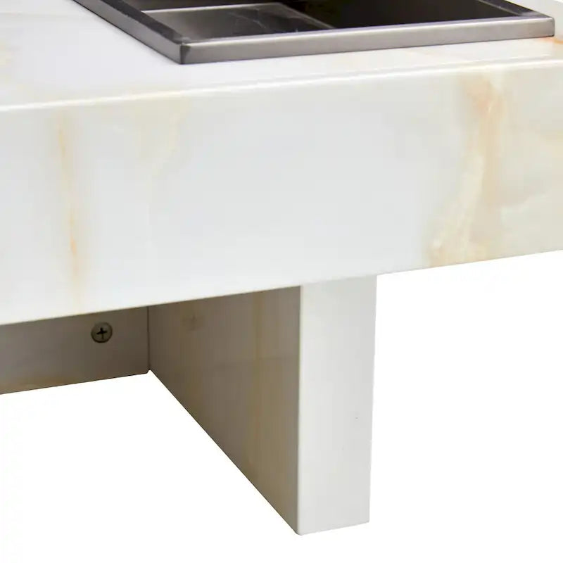 Table basse carrée noire/blanche avec fente de rangement — MDF, 4 places assises