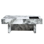 Table basse carrée noire/blanche avec fente de rangement — MDF, 4 places assises