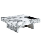 Table basse carrée noire/blanche avec fente de rangement — MDF, 4 places assises