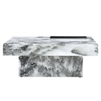 Table basse carrée noire/blanche avec fente de rangement — MDF, 4 places assises