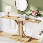 Console en rotin avec plateau en bois naturel de 55 po, 1 personne
