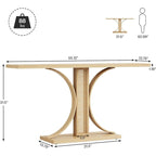 Console en rotin avec plateau en bois naturel de 55 po, 1 personne