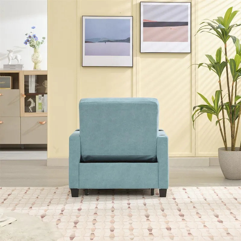Fauteuil Futon Convertible avec Ports USB — Vert / Gris Foncé / Gris Clair, 1 place