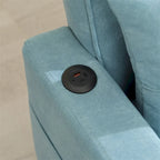 Fauteuil Futon Convertible avec Ports USB — Vert / Gris Foncé / Gris Clair, 1 place