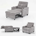 Fauteuil Futon Convertible avec Ports USB — Vert / Gris Foncé / Gris Clair, 1 place