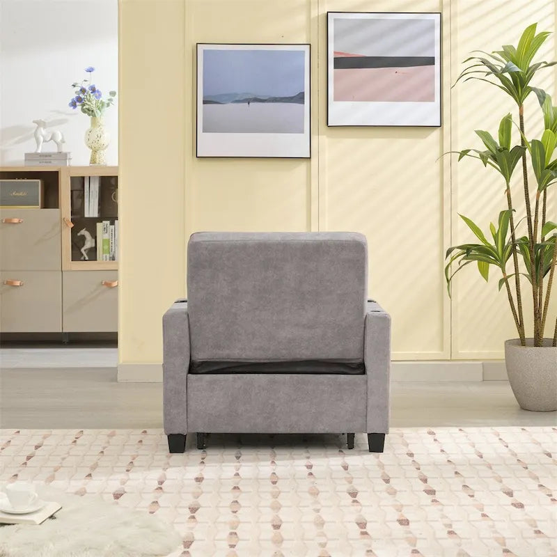 Fauteuil Futon Convertible avec Ports USB — Vert / Gris Foncé / Gris Clair, 1 place
