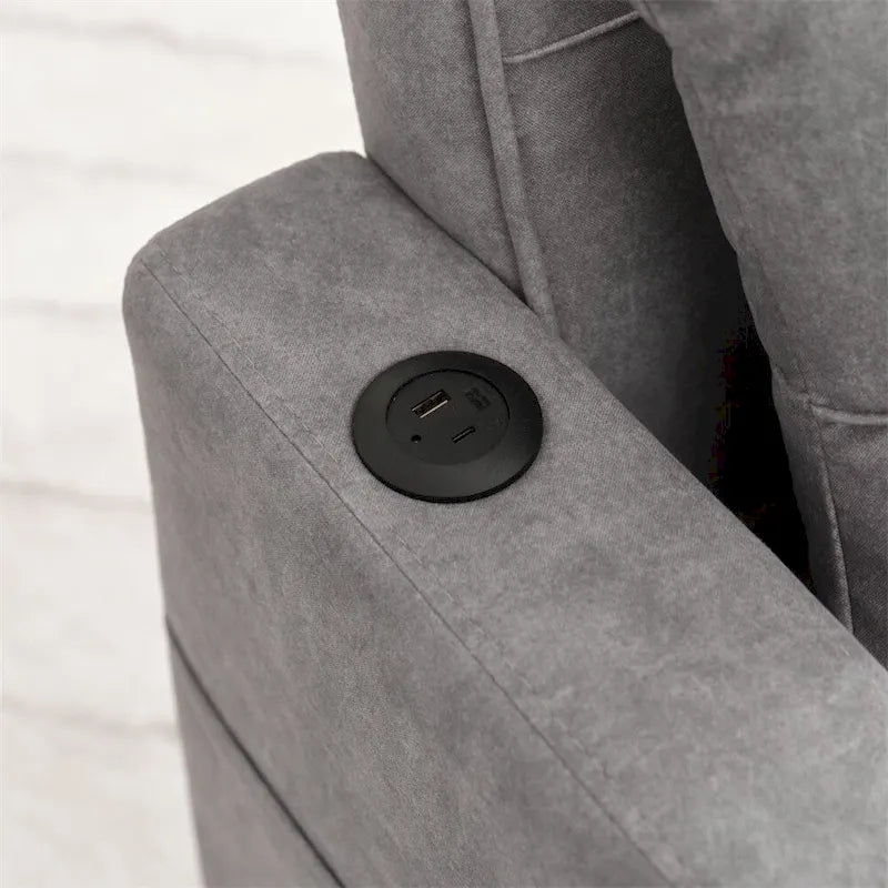 Fauteuil Futon Convertible avec Ports USB — Vert / Gris Foncé / Gris Clair, 1 place