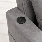 Fauteuil Futon Convertible avec Ports USB — Vert / Gris Foncé / Gris Clair, 1 place