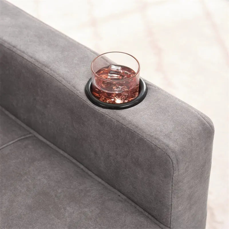 Fauteuil Futon Convertible avec Ports USB — Vert / Gris Foncé / Gris Clair, 1 place
