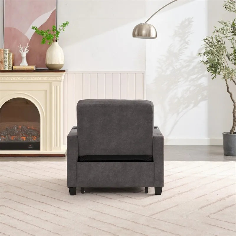 Fauteuil Futon Convertible avec Ports USB — Vert / Gris Foncé / Gris Clair, 1 place