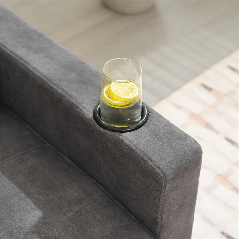 Fauteuil Futon Convertible avec Ports USB — Vert / Gris Foncé / Gris Clair, 1 place