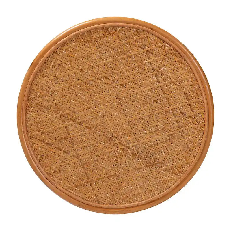 Table d'appoint ronde en rotin miel clair – Petite/Grande