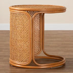 Table d'appoint ronde en rotin miel clair – Petite/Grande