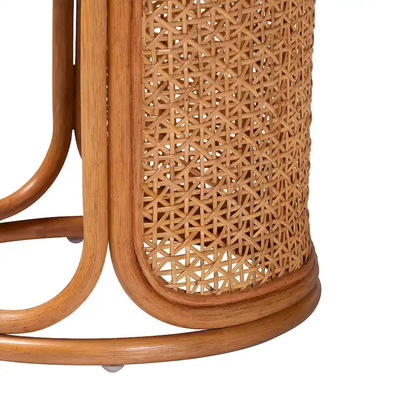 Table d'appoint ronde en rotin miel clair – Petite/Grande