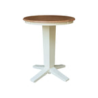 Ensemble de salle à manger hauteur comptoir en bois massif pour 2 – Chêne vieilli / Brut / Noyer de hickory délavé charbon