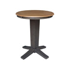 Ensemble de salle à manger hauteur comptoir en bois massif pour 2 – Chêne vieilli / Brut / Noyer de hickory délavé charbon