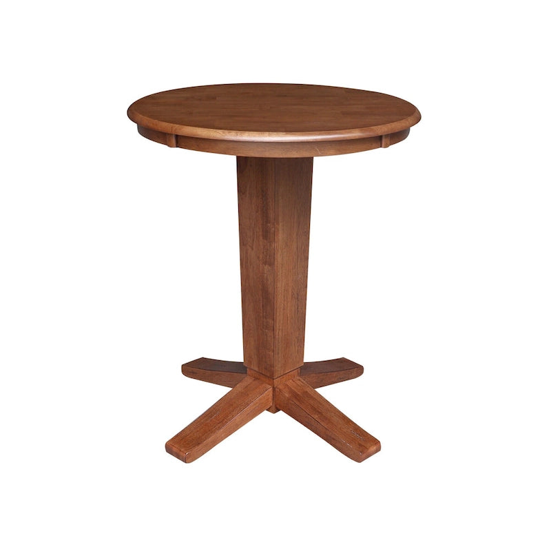 Ensemble de salle à manger hauteur comptoir en bois massif pour 2 – Chêne vieilli / Brut / Noyer de hickory délavé charbon