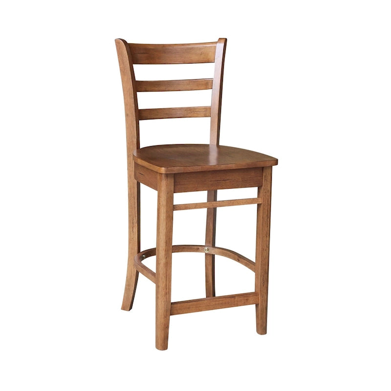 Ensemble de salle à manger hauteur comptoir en bois massif pour 2 – Chêne vieilli / Brut / Noyer de hickory délavé charbon