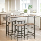 Table de bar industrielle marron rustique pour 4 personnes