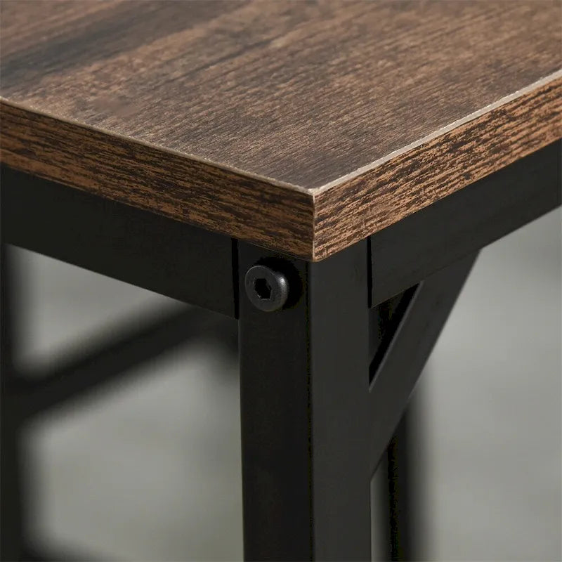 Table de bar industrielle marron rustique pour 4 personnes