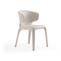 Chaise de salle à manger en cuir crème/marron sellier/noir, dossier incurvé, siège unique