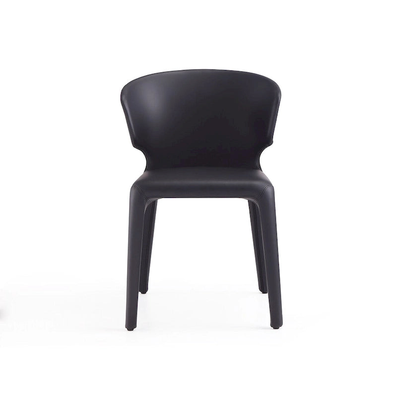 Chaise de salle à manger en cuir crème/marron sellier/noir, dossier incurvé, siège unique