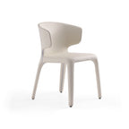 Chaise de salle à manger en cuir crème/marron sellier/noir, dossier incurvé, siège unique