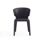 Chaise de salle à manger en cuir crème/marron sellier/noir, dossier incurvé, siège unique