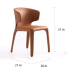 Chaise de salle à manger en cuir crème/marron sellier/noir, dossier incurvé, siège unique
