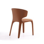 Chaise de salle à manger en cuir crème/marron sellier/noir, dossier incurvé, siège unique