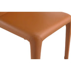 Chaise de salle à manger en cuir crème/marron sellier/noir, dossier incurvé, siège unique
