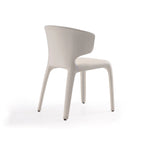 Chaise de salle à manger en cuir crème/marron sellier/noir, dossier incurvé, siège unique