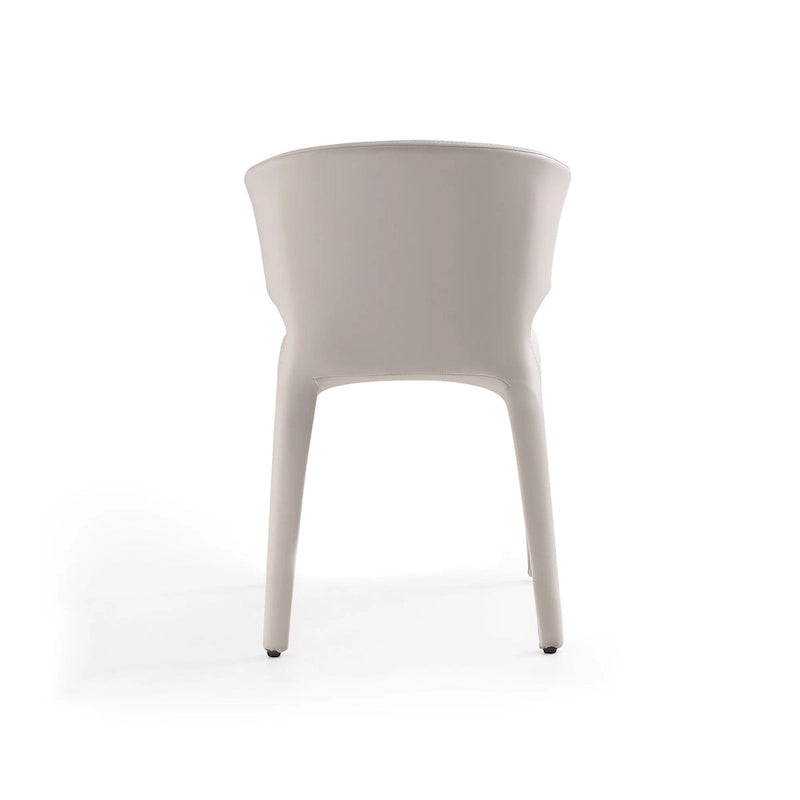 Chaise de salle à manger en cuir crème/marron sellier/noir, dossier incurvé, siège unique