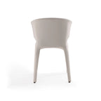 Chaise de salle à manger en cuir crème/marron sellier/noir, dossier incurvé, siège unique
