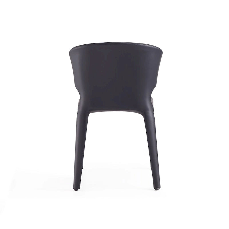 Chaise de salle à manger en cuir crème/marron sellier/noir, dossier incurvé, siège unique