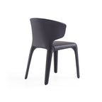 Chaise de salle à manger en cuir crème/marron sellier/noir, dossier incurvé, siège unique