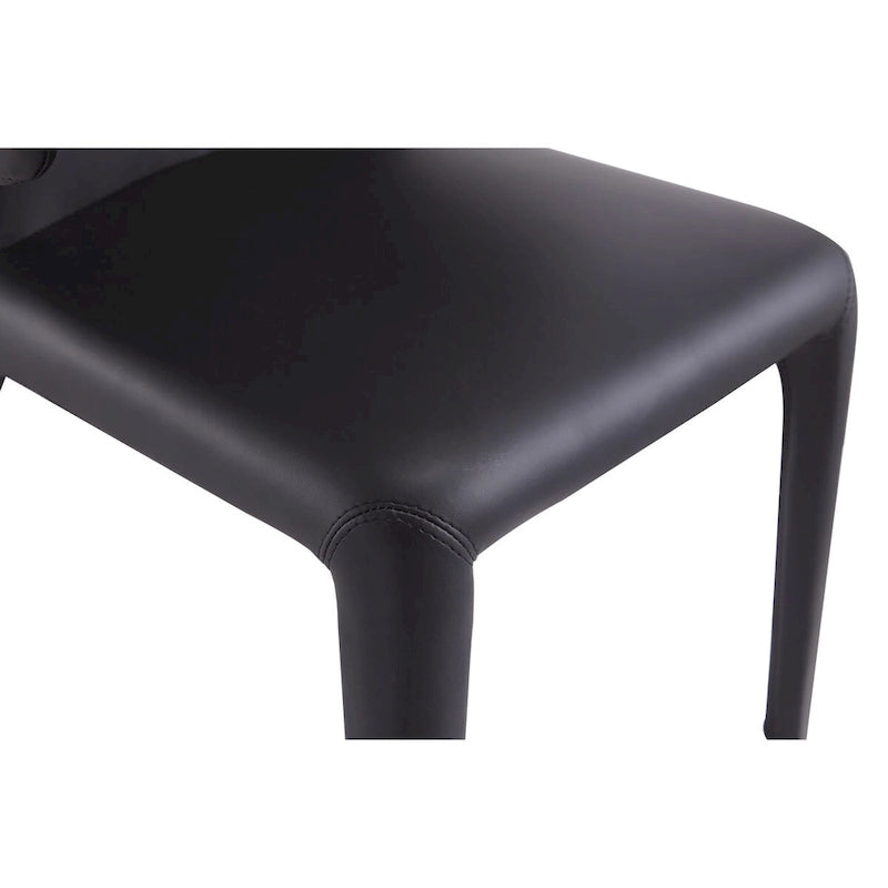 Chaise de salle à manger en cuir crème/marron sellier/noir, dossier incurvé, siège unique