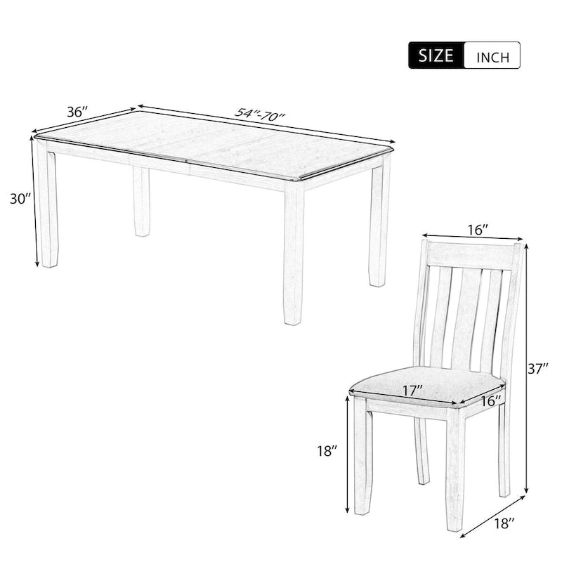 Ensemble table à manger extensible – Brun/Blanc, Brun antique, Blanc/Gris – Jusqu'à 8 places