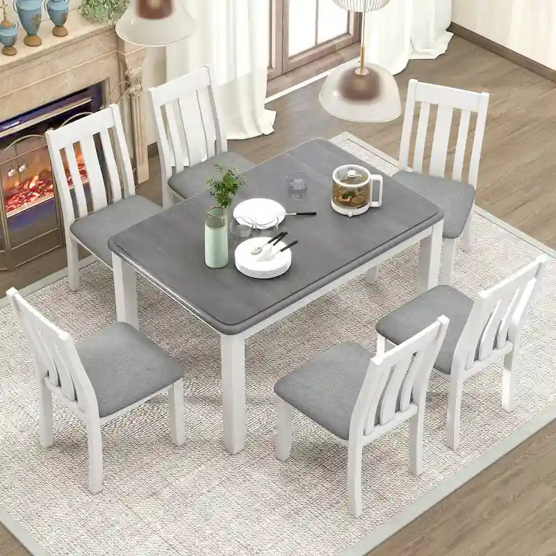 Ensemble table à manger extensible – Brun/Blanc, Brun antique, Blanc/Gris – Jusqu'à 8 places