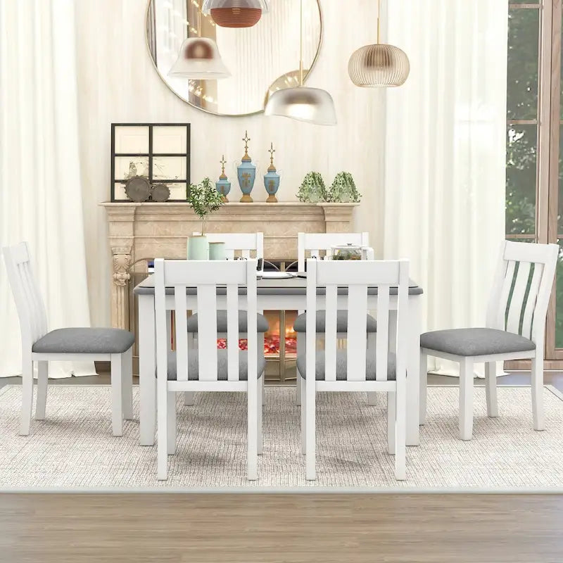 Ensemble table à manger extensible – Brun/Blanc, Brun antique, Blanc/Gris – Jusqu'à 8 places