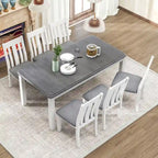 Ensemble table à manger extensible – Brun/Blanc, Brun antique, Blanc/Gris – Jusqu'à 8 places