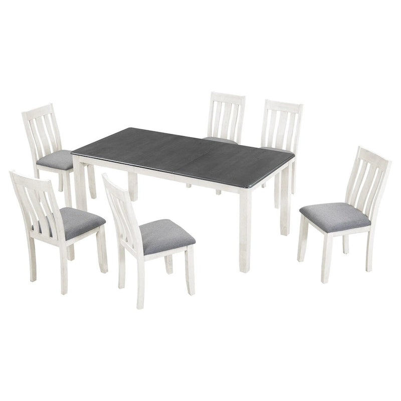 Ensemble table à manger extensible – Brun/Blanc, Brun antique, Blanc/Gris – Jusqu'à 8 places