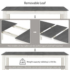 Ensemble table à manger extensible – Brun/Blanc, Brun antique, Blanc/Gris – Jusqu'à 8 places