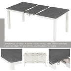 Ensemble table à manger extensible – Brun/Blanc, Brun antique, Blanc/Gris – Jusqu'à 8 places