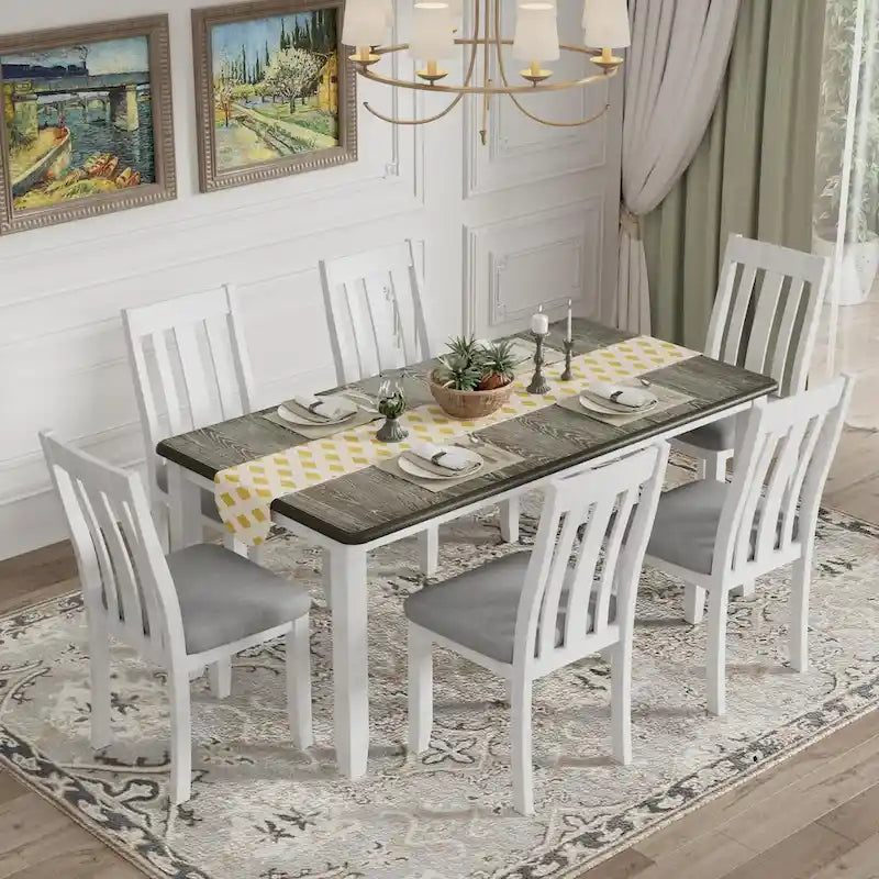 Ensemble table à manger extensible – Brun/Blanc, Brun antique, Blanc/Gris – Jusqu'à 8 places